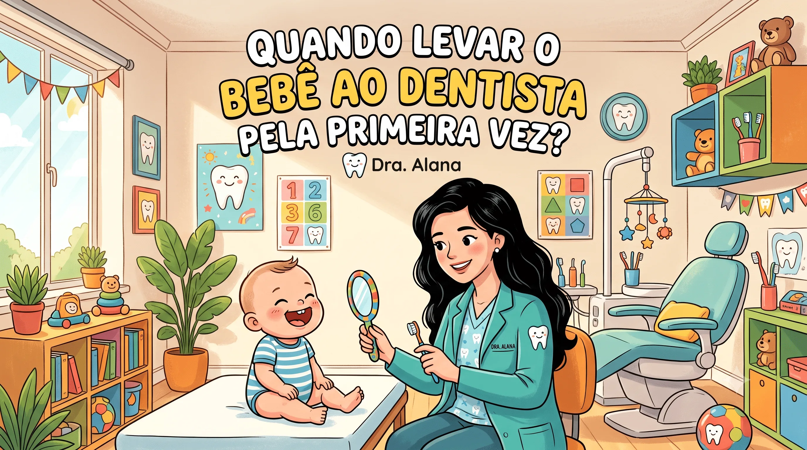 Bebê sorridente com dentista odontopediatra